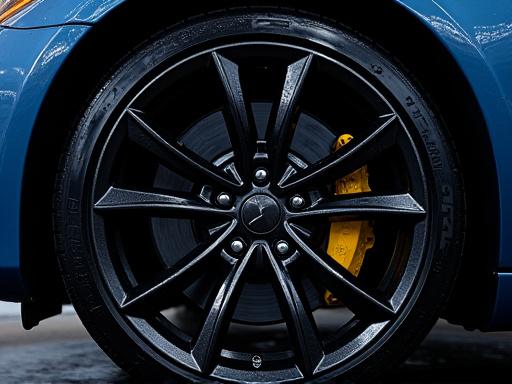 Roue de voiture avec pneu traité et brillant et jante impeccable